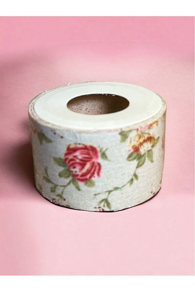 Happyland Rose Patterned Cream Color Ribbon 50 mm