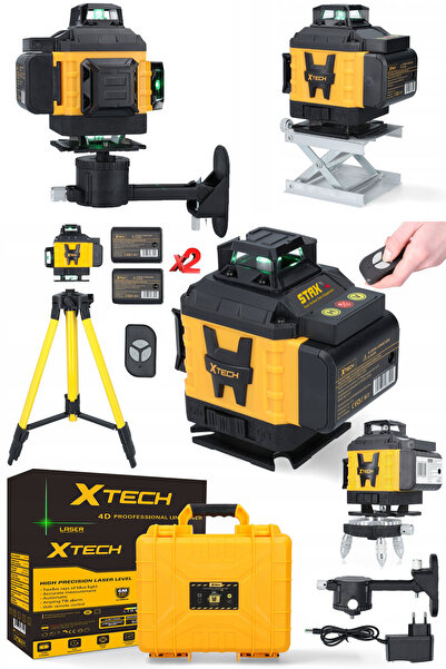 STAXX POWER Yüksek Hassasiyetli x2 Çift Akülü Lazer Hizalama Makinesi 16 Çizgi Yeşil Lazer Işınlı Kumandalı Set