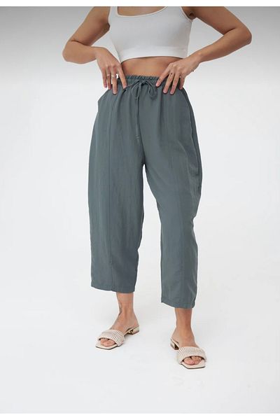Hersteller Pantaloni Ayrobin Shalwar cu elastic în talie kaki pentru femei