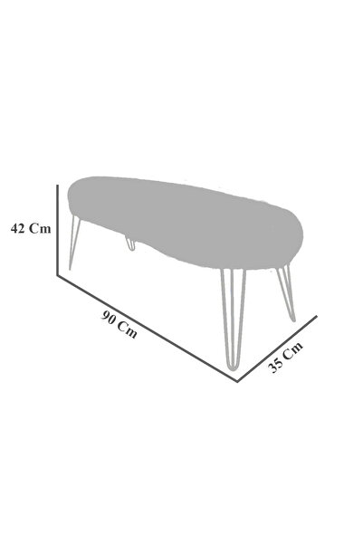 Zem Şila Bench Beyaz Peluş - Silver Ayaklı 90 Cm