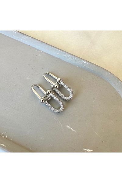 Rare Gold Jewelry Tiffany Steel Earrings Silver