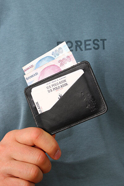 U.S. Polo Assn. US POLO ASSN.8434-8433 GENUINE LEATHER CARD HOLDER BLACK