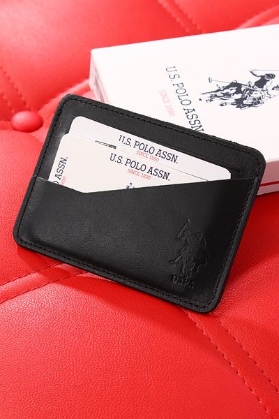 U.S. Polo Assn. US POLO ASSN.8434-8433 ΓΝΗΣΙΟ ΔΕΡΜΑ ΚΑΡΤΟΘΗΚΗ ΜΑΥΡΗ