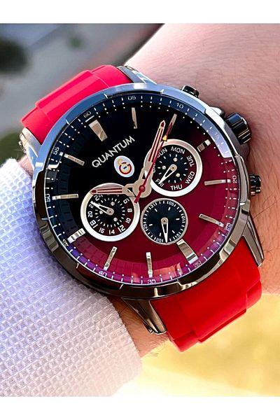 Quantum Galatasaray Licensed Interior Functions Active 10Atm Silicone Cord Fan Wristwatch