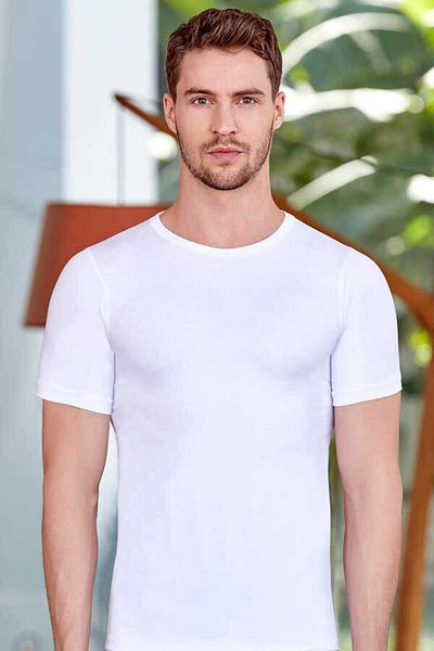 Berrak Ανδρικό εσώρουχο Licra με κοντό μανίκι Crew Neck 4 τεμαχίων
