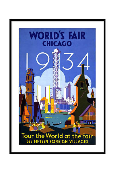 Beril Yamaç Design Studio Čikago 1934 Reprodukcija vintage postera Vintage um...