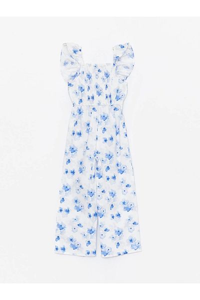 LC Waikiki LCW Kids Square Collar Floral Girl's Jumpsuit