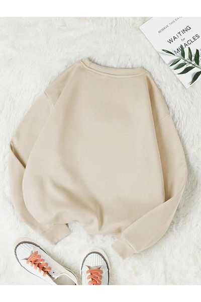 AEMİ Γυναικεία φούτερ με στάμπα Teacher-Teacher Crew Neck Oversize