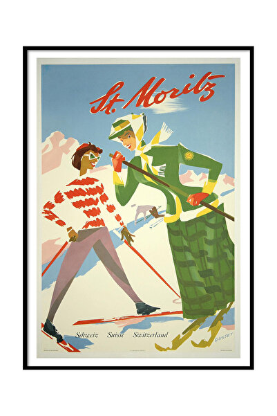 Beril Yamaç Design Studio Reproducerea posterului vintage St Moritz, artă de poster vintage