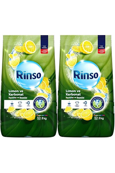 Rinso Matik Toz Deterjan 16KG Limon ve Karbonat / Renkliler ve Beyazlar İçin (2PK*8KG) (106 Yıkama)