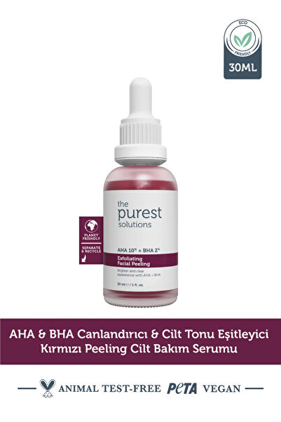 The Purest Solutions Aha & Bha Canlandırıcı Cilt Tonu Eşitleyici Kırmızı Peel...