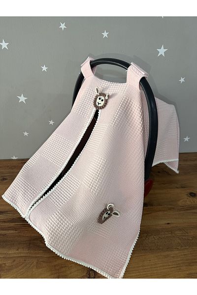 Jaju Baby Salmon Waffle Fabric Organic Lamb Design Stroller Cover