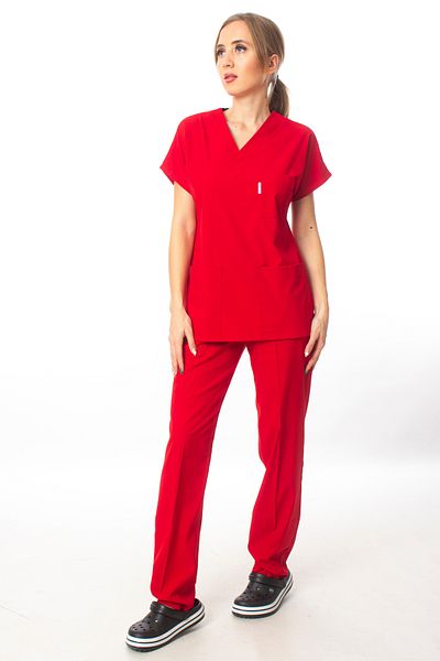 Simirna Üniforma Set de tricou roșu din țesătură moale din lycra chirurgicală doctor asistentă