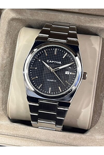 captiva Steel Cord Colorfast Stylish Design Men's Wristwatch with Calendar