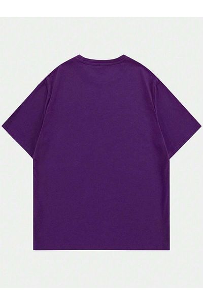 MAGORS Μπλουζάκι μπάσκετ με στάμπα Oversize βαμβακερό μωβ