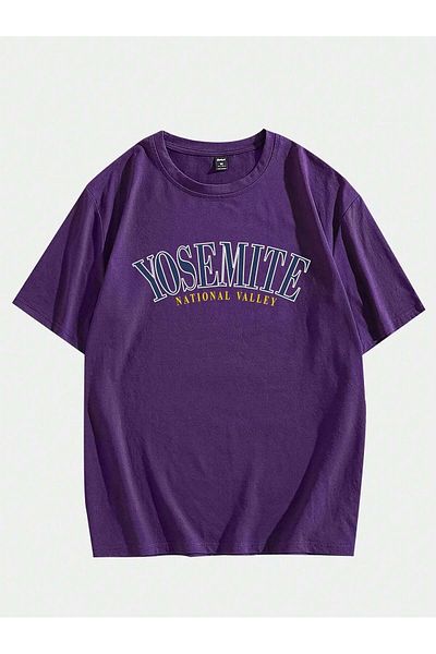 MAGORS Yosemite Printed Oversize Βαμβακερό μωβ μπλουζάκι