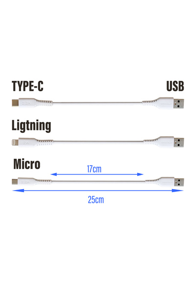 VİZYON Kısa Şarj Kablosu 25cm Powerbank Telefon Şarj Kablosu 25cm