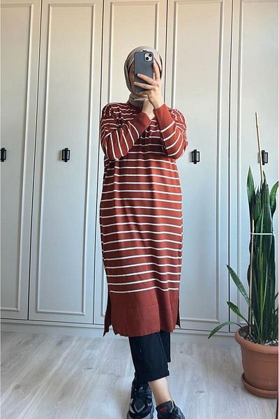 modasusev Striped Hijab Tunic