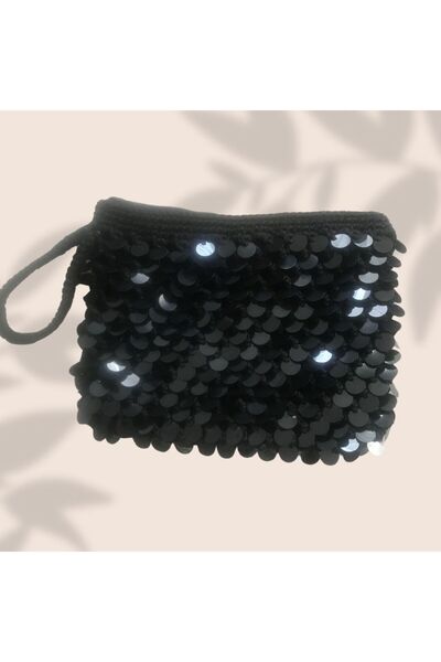yelish shop El örgüsü pullu çanta clutch el çantası