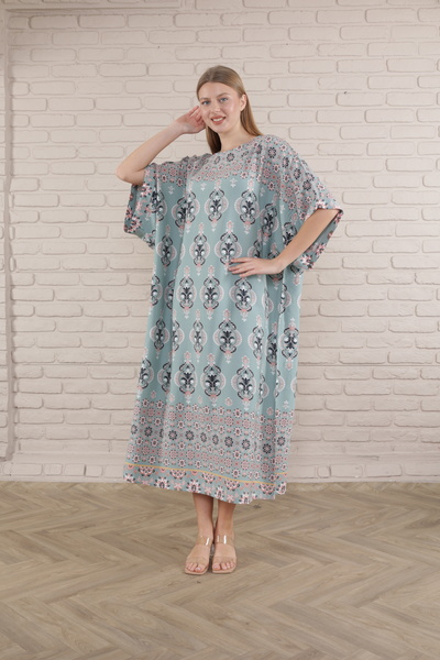 mervemoda Жіноча довга сукня з візерунком з віскози великого розміру з льоду з візерунком