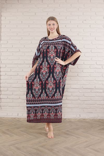 mervemoda Γυναικείο υφαντό φόρεμα με νυχτερίδα σε μεγάλο μέγεθος