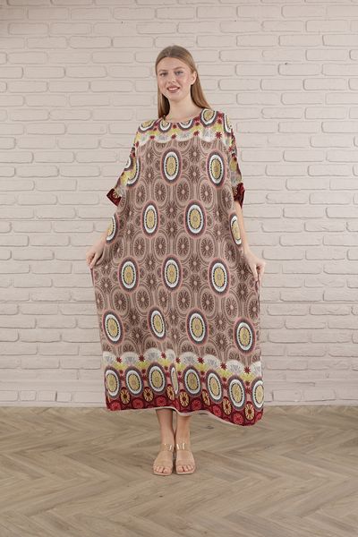 mervemoda Γυναικείο υφαντό φόρεμα Mink plus size