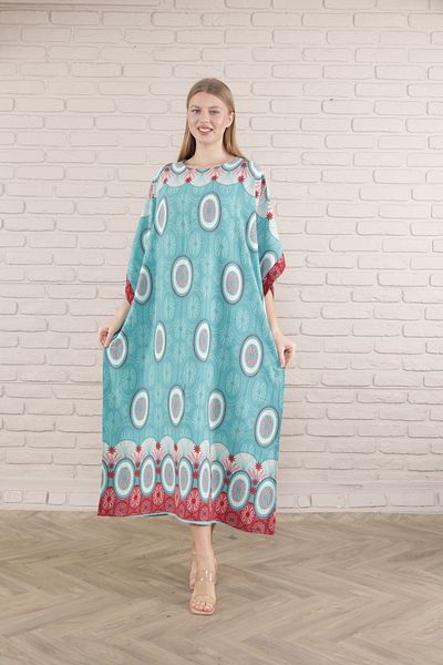 mervemoda Γυναικείο υφαντό φόρεμα με τυρκουάζ μανίκι