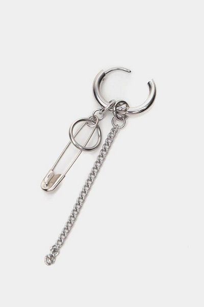 Jaida Moda Unisex 316l Surgical Steel Dangle Hook Figure Chain Hoop Earrings
