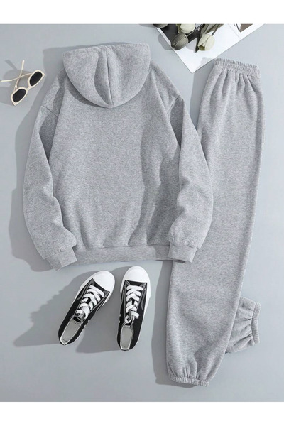 YUVEST BLACKROCK Black BROOKLYN NEW YORK Printed Hooded Sweatshirt and Sweatpants Tracksuit Set