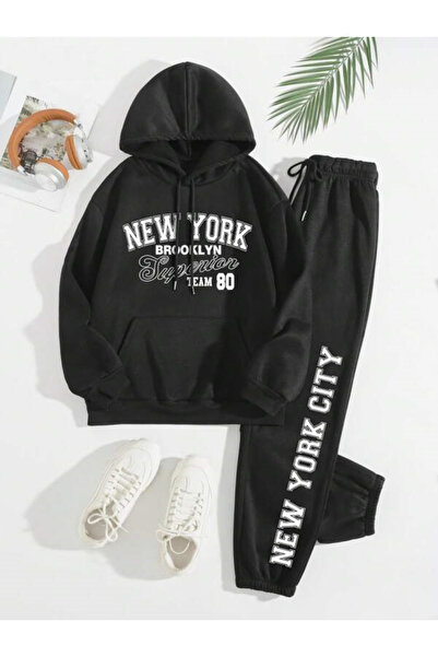 YUVEST Set de hanoraci și pantaloni de trening cu glugă cu imprimeu BLACKROCK...