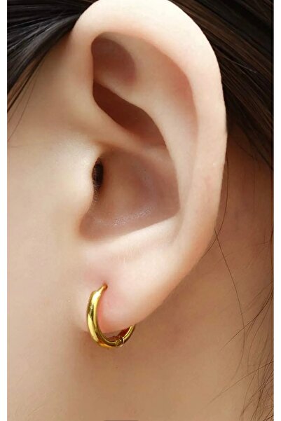 BY DİLEK ÇETİN ACCESSORY Cerrahi Çelik gold renk orta boy(8 mm) 1 çift halka ...