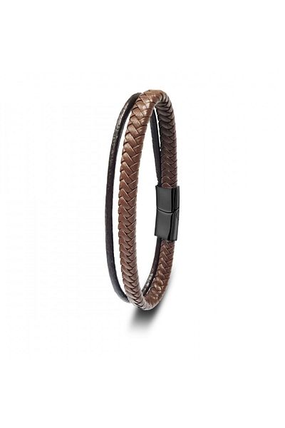 Neesa Brown Multiple Leather Bracelet 21 cm