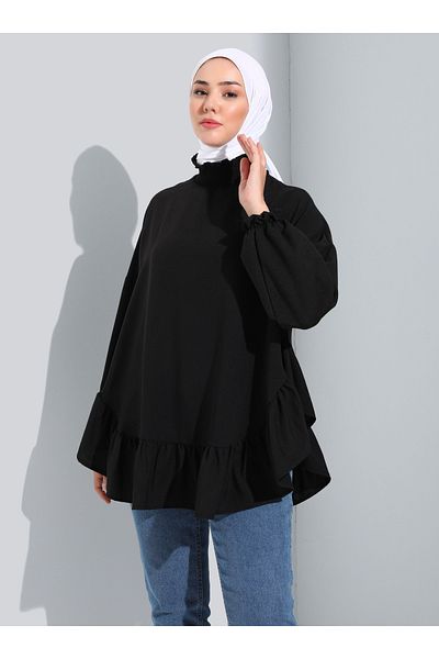 Refka Flywheel Detailed Aerobin Tunic - Black - Benin