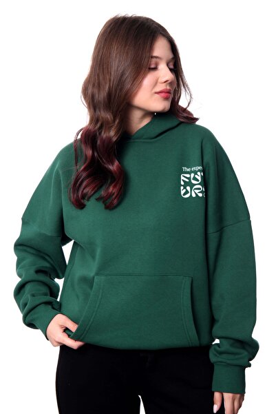 Coredra Hanorac oversize pentru femei - verde