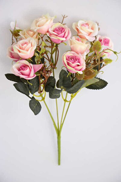 Yapay Çiçek Deposu 10lu Hawai Gül Demeti Pembe-Krem Pembe