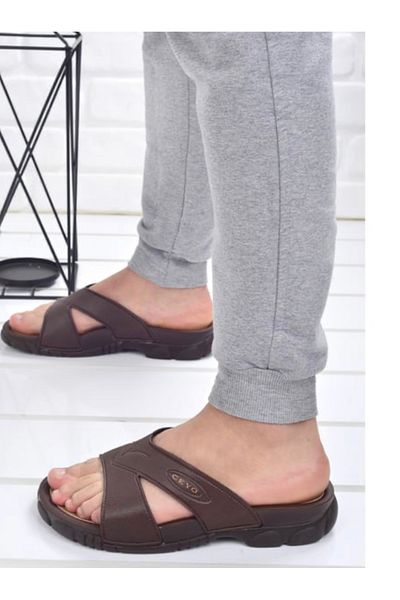Ceyo Men's DARK BROWN Color Comfortable Orthopedic Sole Slippers 3200-1