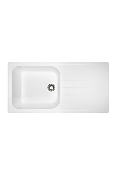 Vosh Granit Evye Beyaz Tek Gözlü Mutfak Evyesi 100 X 50 Cm