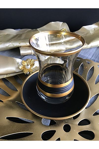 DECOSTYLE طقم شاي ذهبي ديكور مكون من 12 قطعة