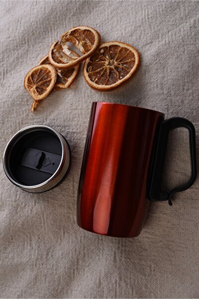 Verahed Double Layer Rubber Base 250ml Red Handle Stainless Steel Small Thermos Cup Mug Mug Tea Coffee