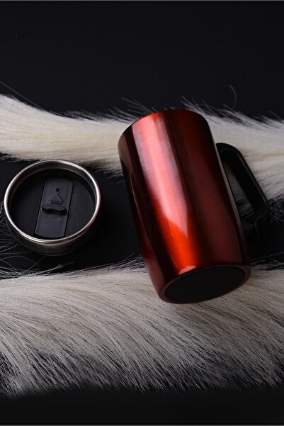 Verahed Double Layer Rubber Base 250ml Red Handle Stainless Steel Small Thermos Cup Mug Mug Tea Coffee