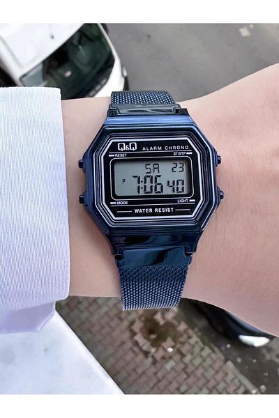 Q&Q Vintage Digital Women's Straw Cord Wristwatch