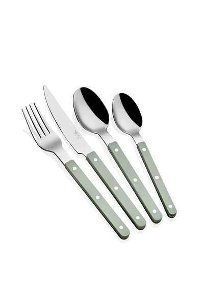 The Mia Comida Fork Spoon Knife Set Green 24 Pieces