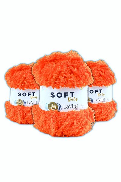 LaVita Yarn Μαλακό βελούδινο νήμα Amigurumi - Πακέτο 3 Πορτοκαλί Πλεκτό Νήμα Taka