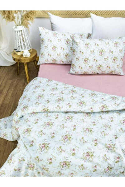 ELY PARKER 100% Cotton Double Duvet Cover Set Flower Patterned Pink-White Without Sheets