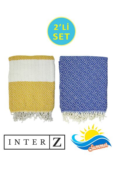 INTER Z Σετ 2 100% Cotton Beach Peshtemal και Πετσέτες - XXL 100x180cm, Bodrum