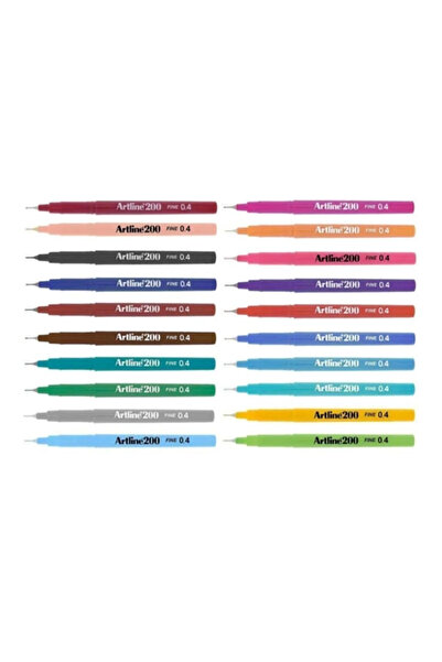 artline 200 Fineliner 0.4 Mm İnce Uçlu Yazı Ve Çizim Kalemi 10 Renk