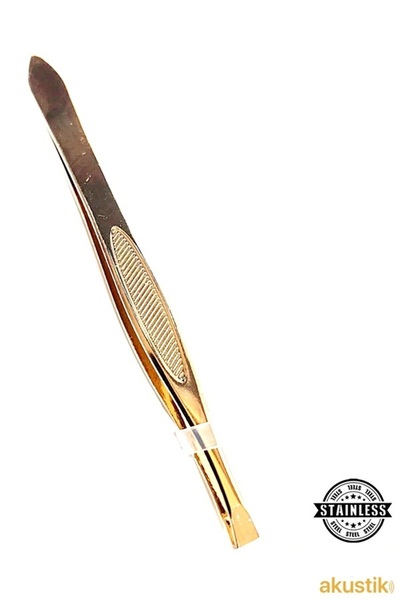 Uniquem Gold Akustik Cımbız Serisi Lazerli İnce Düz Uçlu Kıl Tüy Kaş Cımbızı ...