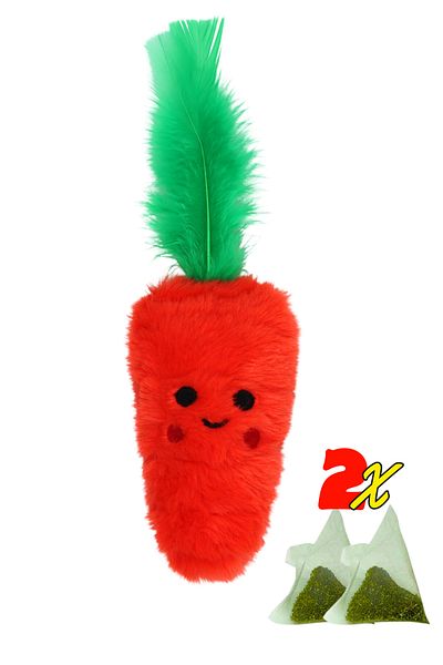 Miyav Carrot Shaped Catnip Plush Cat Toy with Pocket 2 Pieces Catnip Pack Included - Cat Toy with Catnip