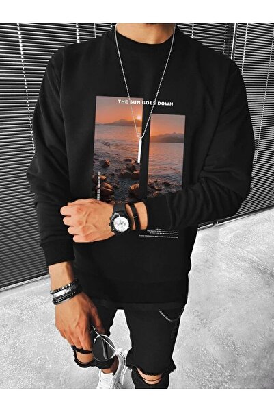 AEMİ Unisex The Sun Štampano Oversize kroj okrugla kragna Dukserica