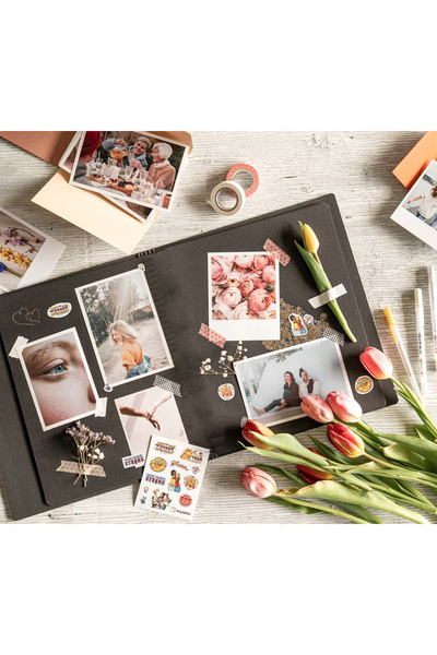 pixelpare DIY Black Memory Book + Silver Glitter Pen & Sticker